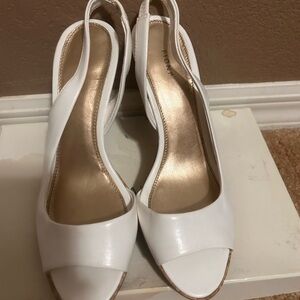 FIONI Clothing White Heels with Slingback Design